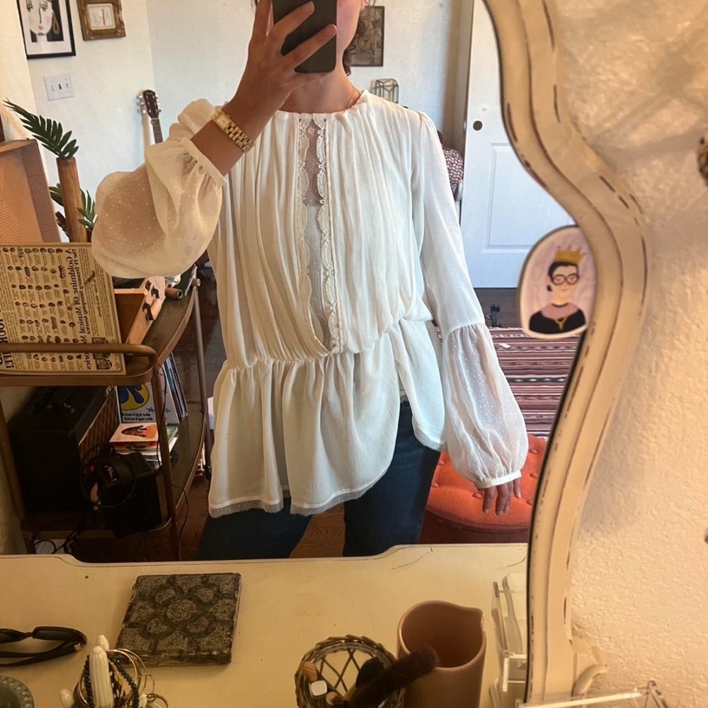 Free People White Women's Blouse